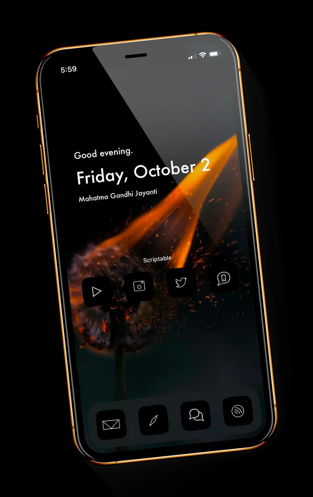 Close-up of a stylized mobile app interface on a phone
