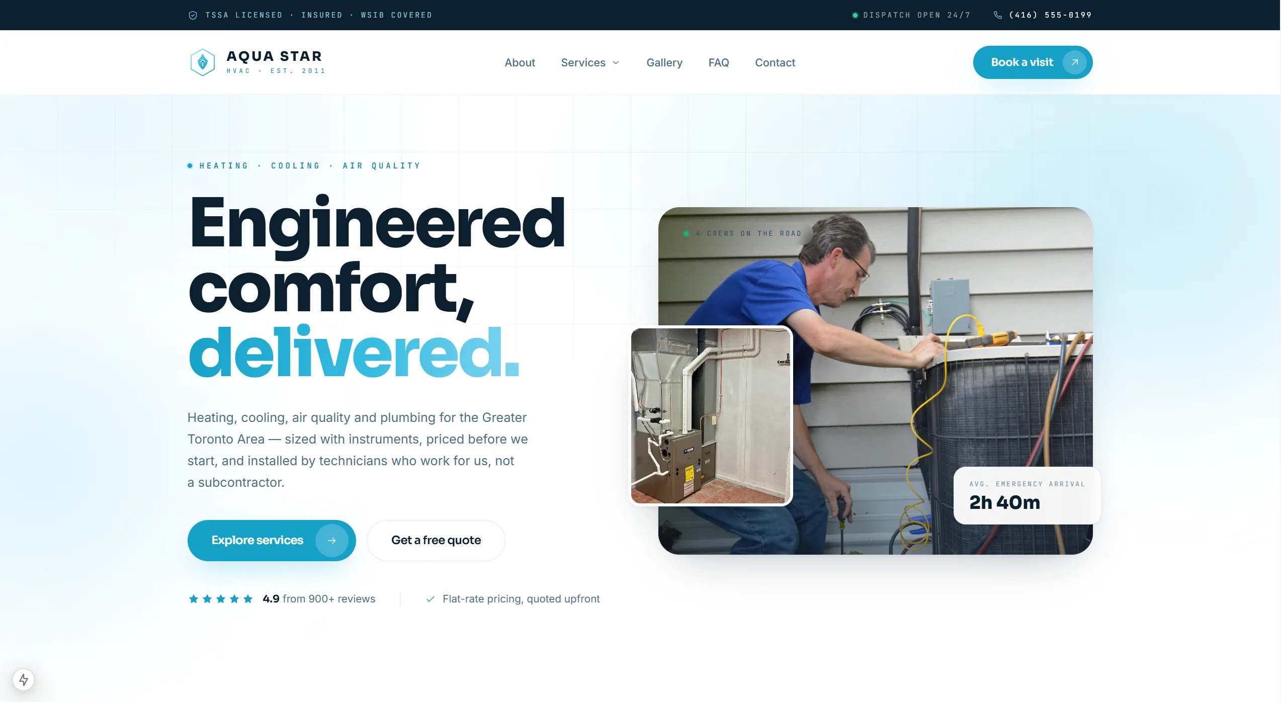 Aqua Star HVAC website, designed and built by GrowMint