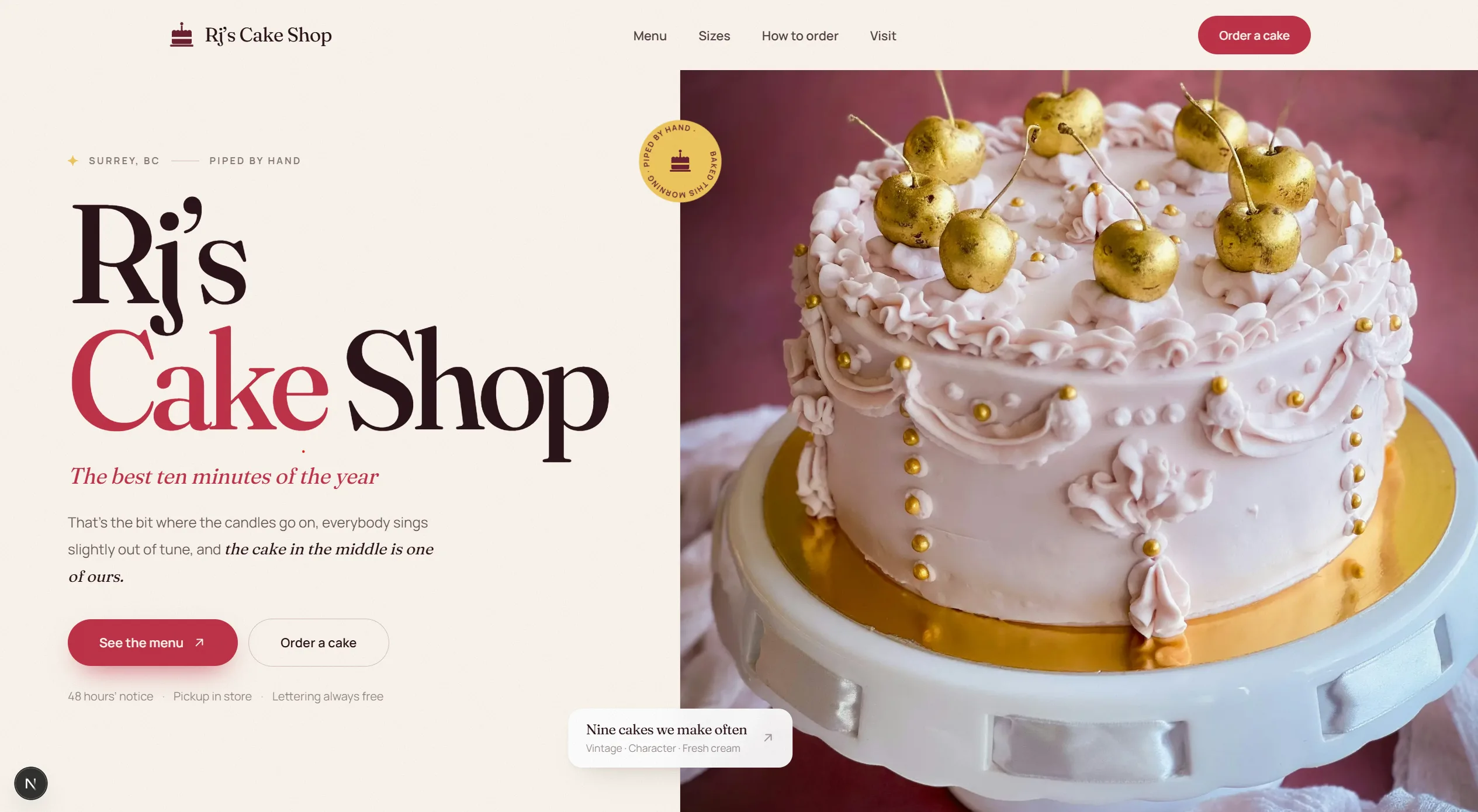 Rj's Cake Shop website, designed and built by GrowMint