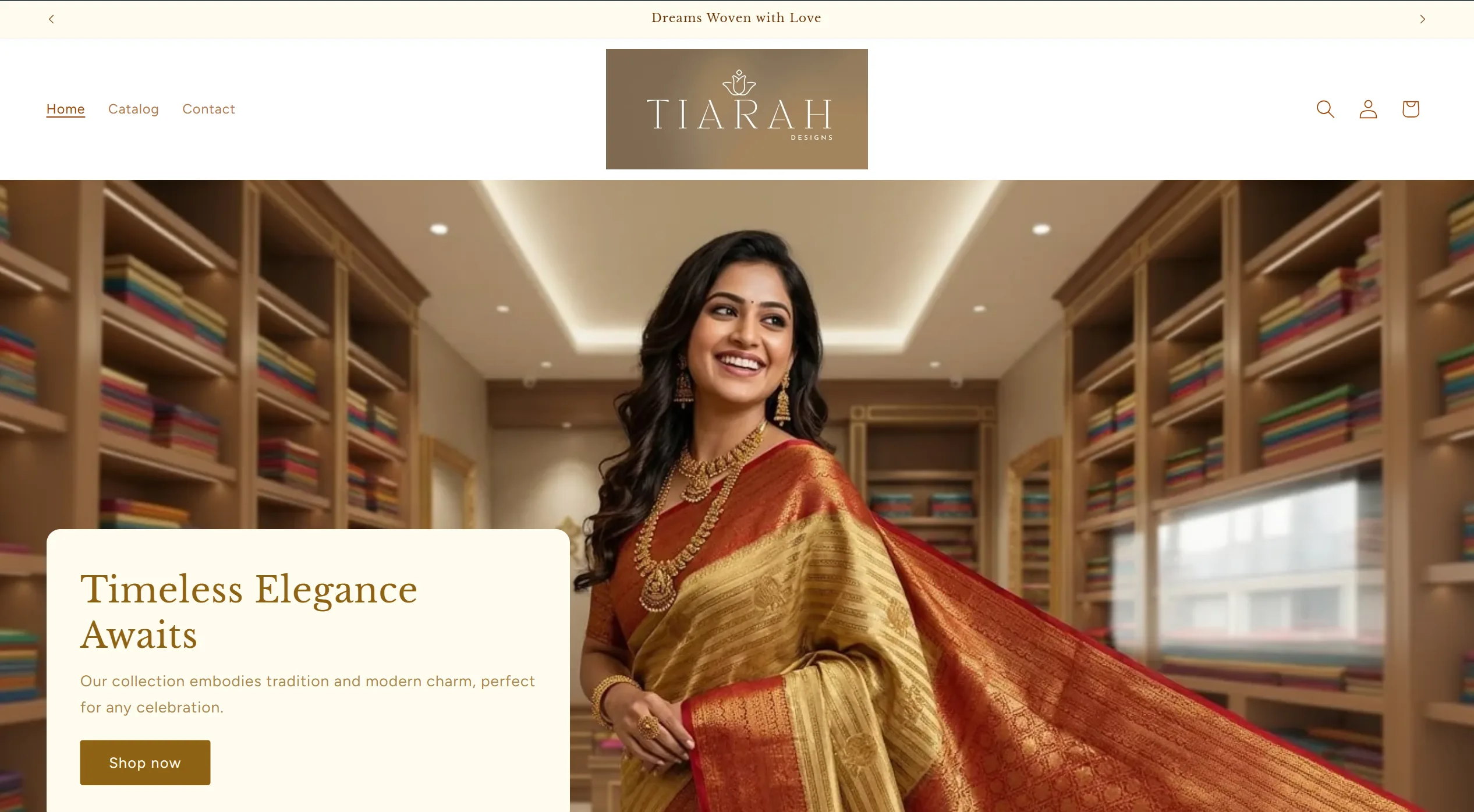 Tiarah Designs homepage screenshot