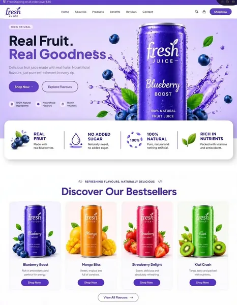 Storefront design for a cold-pressed fruit drinks brand