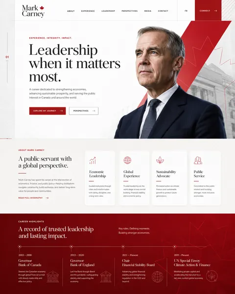 Editorial homepage design for a leadership advisory practice