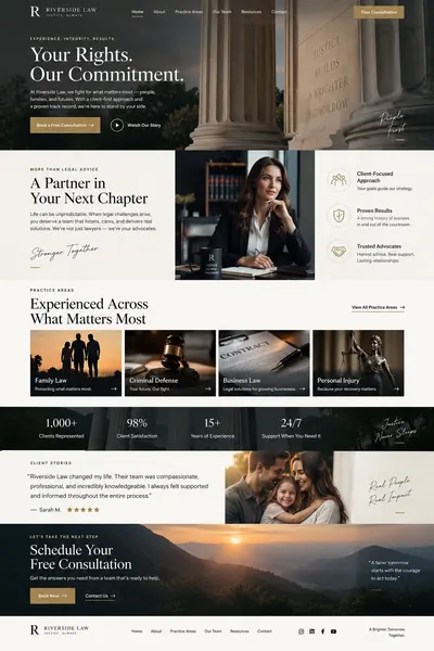 Riverside Law: homepage design for a family and personal injury law firm